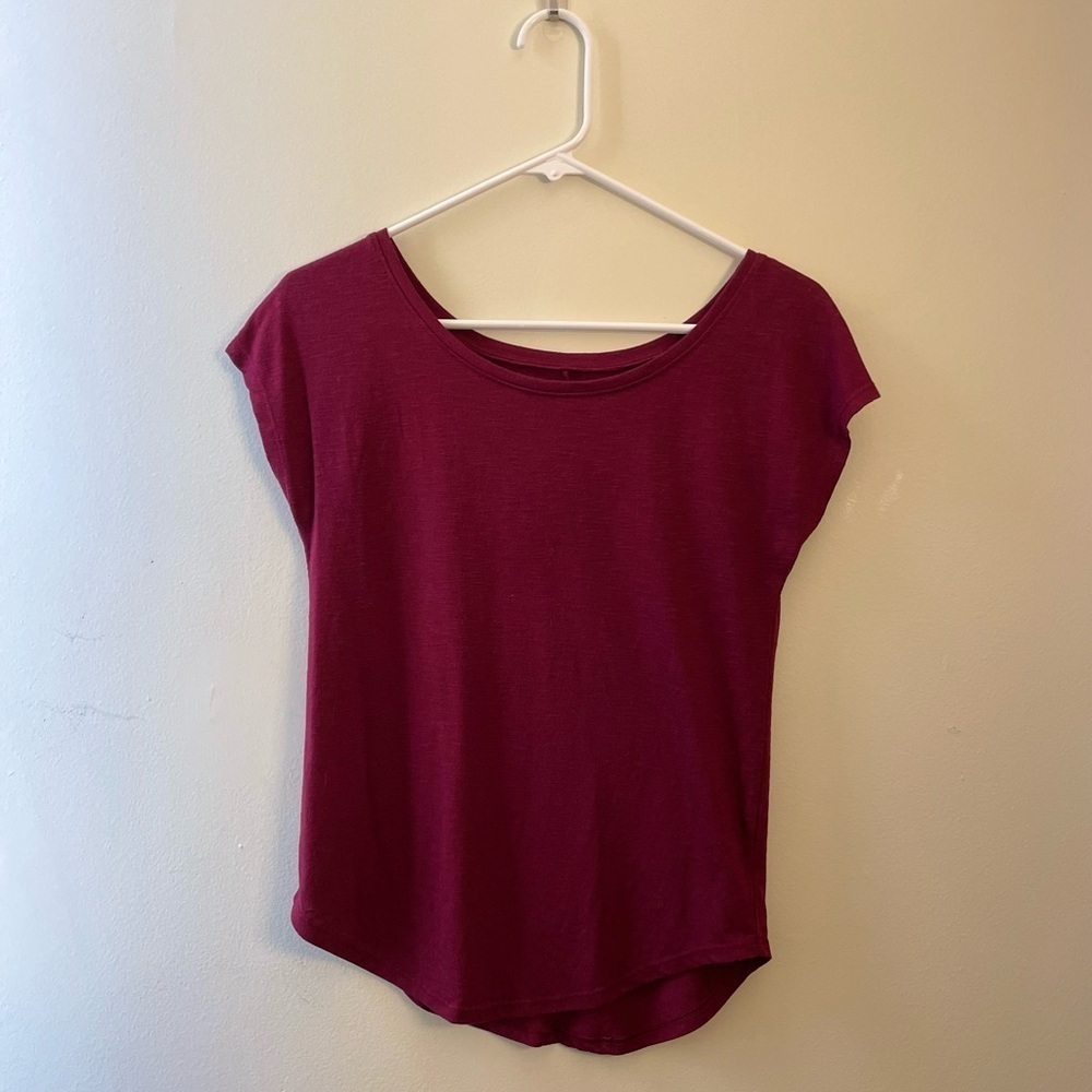 SO Relaxed Soft Short Sleeved Woman's Top Summer Shirt Deep Red